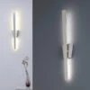 Trio Leuchten Flache LED Wandleuchte ZITA Silber - Indirekte Wandbeleuchtung 60cm Lang