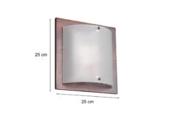 Trio Leuchten Flache Wandleuchte PALI Holzlampe Braun Mit Glasschirm Weiß, 25x25 Cm -Globo Store flache wandleuchte pali holzlampe braun mit glassc 2