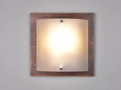 Trio Leuchten Flache Wandleuchte PALI Holzlampe Braun Mit Glasschirm Weiß, 25x25 Cm -Globo Store flache wandleuchte pali holzlampe braun mit glassc 3
