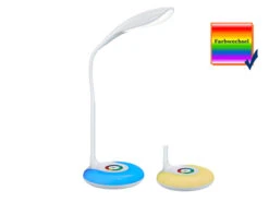 Reality Leuchten Flex Schreibtischleuchte KRAIT Weiß Dimmbar USB Anschluß + RGB Farbwechsler -Globo Store flex schreibtischleuchte krait weiss dimmbar usb a 2