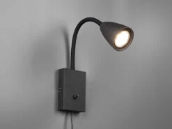 MeineWunschleuchte Flexible LED Leselampe, Wandleuchte Mit & Ohne Stecker, Schwarz Matt -Globo Store flexible led leselampe wandleuchte mit ohne stecke 2