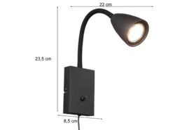 MeineWunschleuchte Flexible LED Leselampe, Wandleuchte Mit & Ohne Stecker, Schwarz Matt -Globo Store flexible led leselampe wandleuchte mit ohne stecke 3