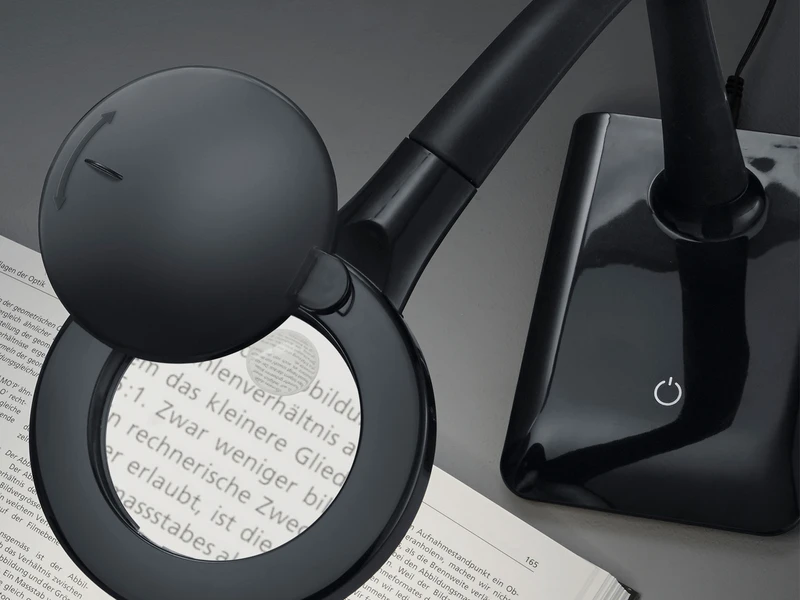 Trio Leuchten Flexible LED Schreibtischlampe LUPO Schwarz Mit Lupe, 3-fach Dimmer 4 Trio Leuchten Flexible LED Schreibtischlampe LUPO Schwarz Mit Lupe, 3-fach Dimmer – Bild 4