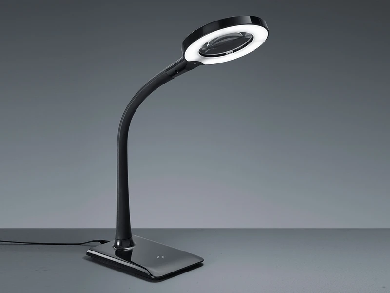 Trio Leuchten Flexible LED Schreibtischlampe LUPO Schwarz Mit Lupe, 3-fach Dimmer 1 Trio Leuchten Flexible LED Schreibtischlampe LUPO Schwarz Mit Lupe, 3-fach Dimmer