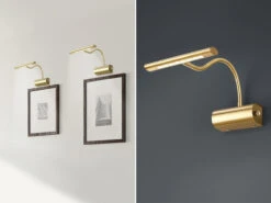 Trio Leuchten Flexible LED Wandleuchte / Bilderleuchte CURTIS Messing Matt, Drehdimmer