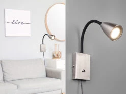 Trio Leuchten Flexible Leselampe WANDA, Wandleuchte Mit & Ohne Stecker, Silber Matt