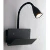ECO-LIGHT Flexible USB LED Leselampe Schwarz, Wandleuchte Mit Ablage & Ladefunktion
