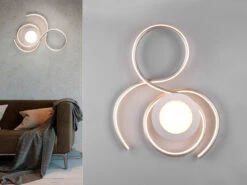 Trio Leuchten Geschwungene LED Wand /Deckenleuchte JIVE Mit Fernbedienung, 50cm, Silber