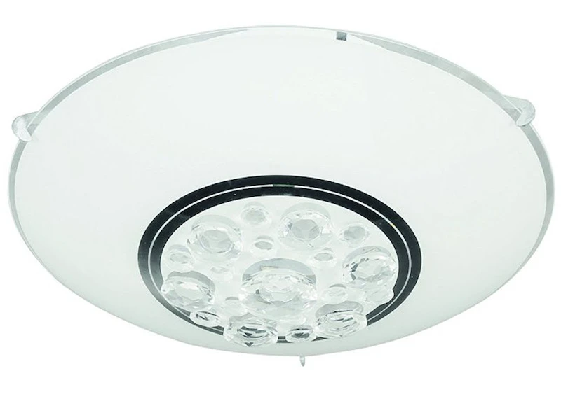 Wofi Außergewöhnliche LED Deckenleuchte NOA, Ø 25cm, Glas Weiß Mit Kristallglas 2 Wofi Außergewöhnliche LED Deckenleuchte NOA, Ø 25cm, Glas Weiß Mit Kristallglas – Bild 2