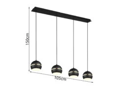 Trio Leuchten Große Balken Pendelleuchte FLETCHER 4-flammig, Breite 105cm, Schwarz -Globo Store grosse balken pendelleuchte fletcher 4 flammig bre 2