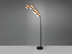 Reality Leuchten Große Bogenleuchte BOLZANO 5-flammig Lampenschirme In Holzoptik, Höhe 200cm -Globo Store grosse bogenleuchte bolzano 5 flammig lampenschirm 2