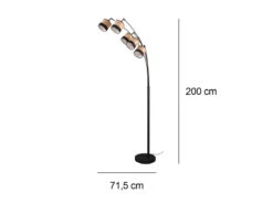 Reality Leuchten Große Bogenleuchte BOLZANO 5-flammig Lampenschirme In Holzoptik, Höhe 200cm -Globo Store grosse bogenleuchte bolzano 5 flammig lampenschirm 3