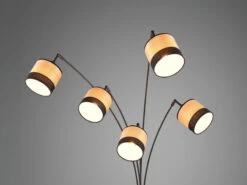 Reality Leuchten Große Bogenleuchte BOLZANO 5-flammig Lampenschirme In Holzoptik, Höhe 200cm -Globo Store grosse bogenleuchte bolzano 5 flammig lampenschirm 5