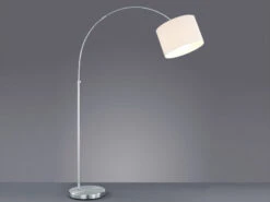 Trio Leuchten Große Bogenleuchte HOTEL Stoff Lampenschirm Weiß, Höhe 150-215cm -Globo Store grosse bogenleuchte hotel stoff lampenschirm weiss 2