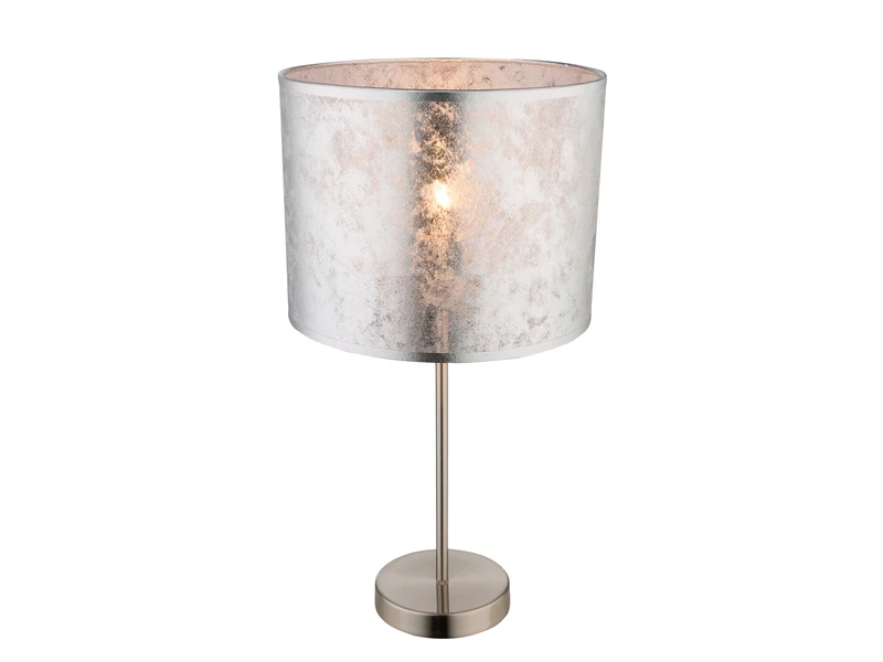 Globo Große Design Tischlampe AMY Mit Stofflampenschirm Silberfarbig, Höhe 50cm 2 Globo Große Design Tischlampe AMY Mit Stofflampenschirm Silberfarbig, Höhe 50cm – Bild 2