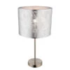 Globo Große Design Tischlampe AMY Mit Stofflampenschirm Silberfarbig, Höhe 50cm