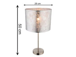 Globo Große Design Tischlampe AMY Mit Stofflampenschirm Silberfarbig, Höhe 50cm 9 Globo Große Design Tischlampe AMY Mit Stofflampenschirm Silberfarbig, Höhe 50cm -Globo Store grosse design tischlampe amy mit stofflampenschirm 3