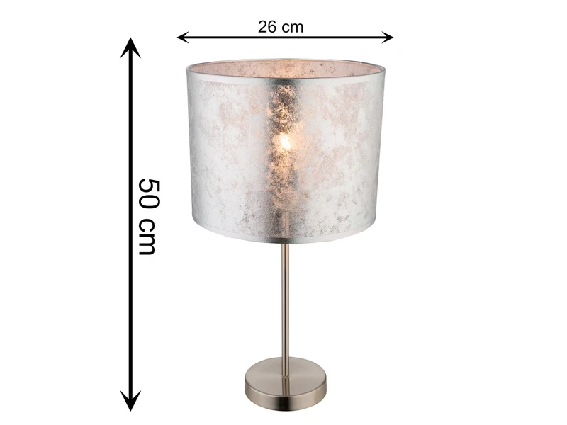 Globo Große Design Tischlampe AMY Mit Stofflampenschirm Silberfarbig, Höhe 50cm 4 Globo Große Design Tischlampe AMY Mit Stofflampenschirm Silberfarbig, Höhe 50cm – Bild 4
