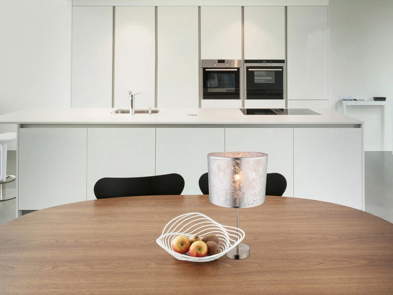 Globo Große Design Tischlampe AMY Mit Stofflampenschirm Silberfarbig, Höhe 50cm 5 Globo Große Design Tischlampe AMY Mit Stofflampenschirm Silberfarbig, Höhe 50cm – Bild 5