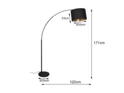 MeineWunschleuchte Große LED Bogenleuchte Mit Stoffschirm Schwarz Innen Gold - Höhe 171cm 12 MeineWunschleuchte Große LED Bogenleuchte Mit Stoffschirm Schwarz Innen Gold - Höhe 171cm -Globo Store grosse led bogenleuchte mit stoffschirm schwarz in 3