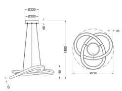 Trio Leuchten Große LED OAKLAND Pendellampe Geschwungen Mit Switch Dimmer, Silber Matt 71 Cm -Globo Store grosse led oakland pendellampe geschwungen mit swi 4