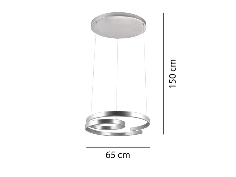 Trio Leuchten Große LED Pendelleuchte MARNIE Geschwungen, Silber Matt Ø 65cm 4 Trio Leuchten Große LED Pendelleuchte MARNIE Geschwungen, Silber Matt Ø 65cm – Bild 4