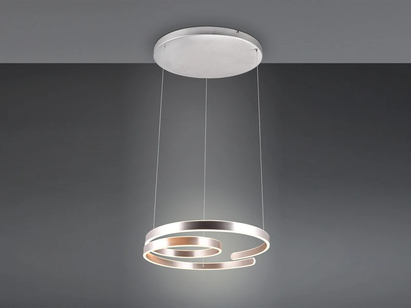 Trio Leuchten Große LED Pendelleuchte MARNIE Geschwungen, Silber Matt Ø 65cm 1 Trio Leuchten Große LED Pendelleuchte MARNIE Geschwungen, Silber Matt Ø 65cm