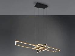 Trio Leuchten Große LED Pendelleuchte SALINAS Eckig Mit Switch Dimmer Messing Matt / Schwarz -Globo Store grosse led pendelleuchte salinas eckig mit switch 1 2