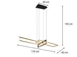 Trio Leuchten Große LED Pendelleuchte SALINAS Eckig Mit Switch Dimmer Messing Matt / Schwarz -Globo Store grosse led pendelleuchte salinas eckig mit switch 1 3