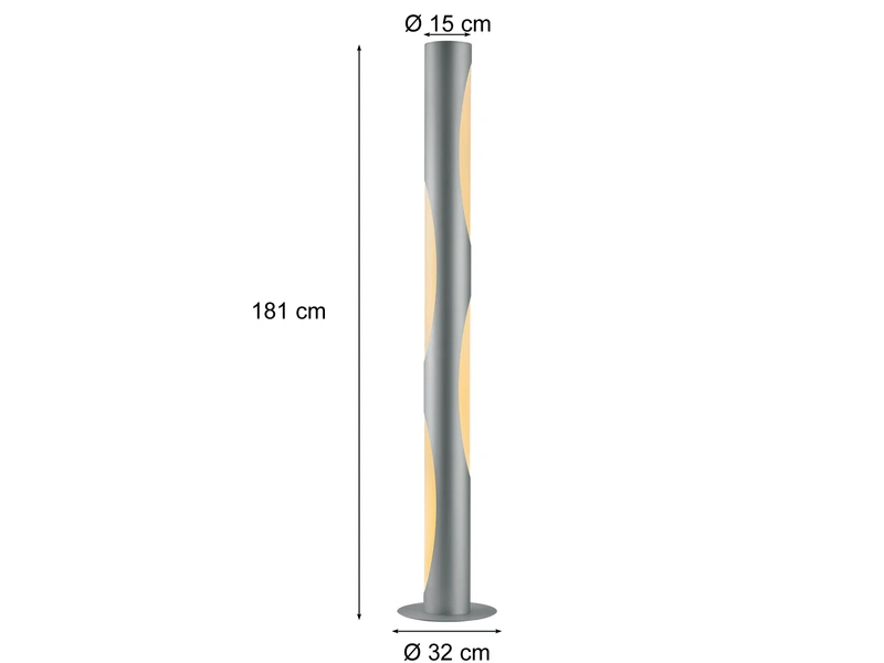 Trio Leuchten Große Schmale LED Stehlampe VIKTOR Dimmbar In Silber, Höhe 181cm 4 Trio Leuchten Große Schmale LED Stehlampe VIKTOR Dimmbar In Silber, Höhe 181cm – Bild 4