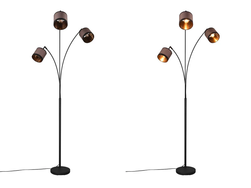 Reality Leuchten Große Stehleuchte DAVOS 3-flammig Mit Stoffschirmen In Taupe/Gold, Höhe 185cm 7 Reality Leuchten Große Stehleuchte DAVOS 3-flammig Mit Stoffschirmen In Taupe/Gold, Höhe 185cm – Bild 7