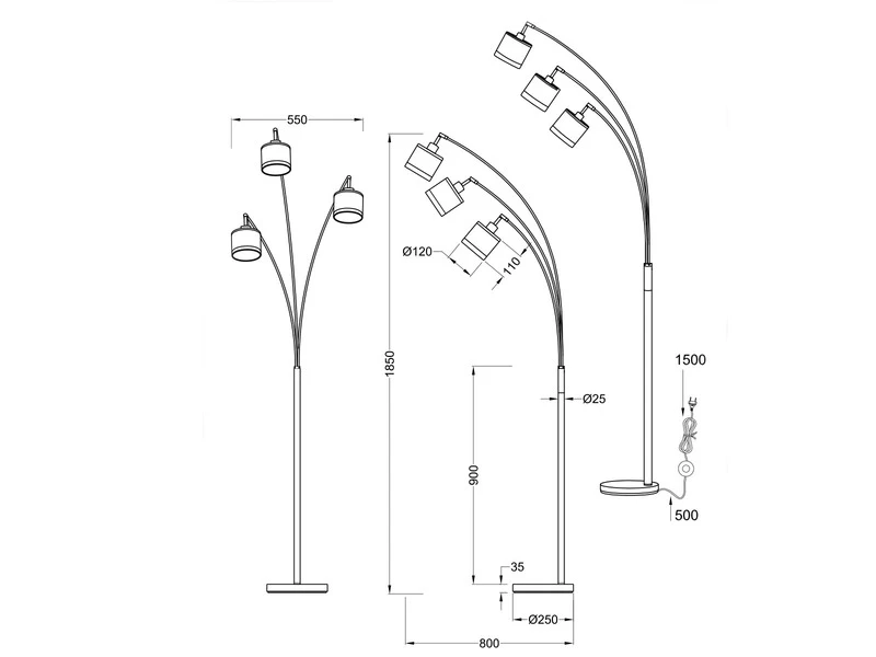 Reality Leuchten Große Stehleuchte DAVOS 3-flammig Mit Stoffschirmen In Taupe/Gold, Höhe 185cm 9 Reality Leuchten Große Stehleuchte DAVOS 3-flammig Mit Stoffschirmen In Taupe/Gold, Höhe 185cm – Bild 9