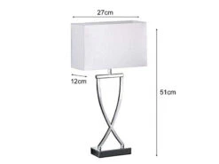 Fischer & Honsel Große Tischlampe ANNI Chrom Mit Stoffschirm Weiß Eckig - Höhe 51cm -Globo Store grosse tischlampe anni chrom mit stoffschirm weiss 3