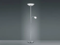 Reality Leuchten Großer Deckenfluter GERRY Mit Flex Leselampe, Silber & Glas Weiß, 180cm -Globo Store grosser deckenfluter gerry mit flex leselampe silb 2