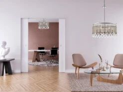 KICHLER Großer Kronleuchter PIPER 6-flammig Mit Filigranem Kristall Glas Chrom, Ø 61,6cm -Globo Store grosser kronleuchter piper 6 flammig mit filigrane 21