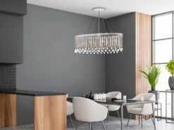 KICHLER Großer Kronleuchter PIPER 6-flammig Mit Filigranem Kristallglas Chrom 92cm Breit -Globo Store grosser kronleuchter piper 6 flammig mit filigrane 29