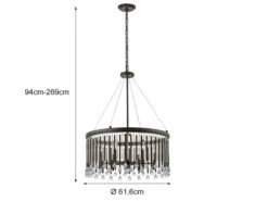KICHLER Großer Kronleuchter PIPER 6-flammig Mit Filigranem Kristall Glas Braun, Ø 61,6cm -Globo Store grosser kronleuchter piper 6 flammig mit filigrane 3