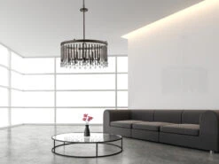 KICHLER Großer Kronleuchter PIPER 6-flammig Mit Filigranem Kristall Glas Braun, Ø 61,6cm -Globo Store grosser kronleuchter piper 6 flammig mit filigrane 4