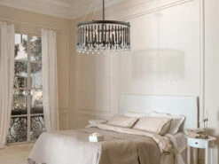 KICHLER Großer Kronleuchter PIPER 6-flammig Mit Filigranem Kristall Glas Braun, Ø 61,6cm -Globo Store grosser kronleuchter piper 6 flammig mit filigrane 8