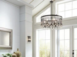 KICHLER Großer Kronleuchter PIPER 6-flammig Mit Filigranem Kristall Glas Braun, Ø 61,6cm -Globo Store grosser kronleuchter piper 6 flammig mit filigrane 9