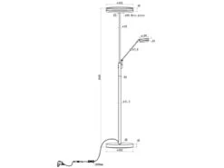 Trio Leuchten Großer LED Deckenfluter FRANKLIN Mit Lesearm, Höhe 181cm, Silber -Globo Store grosser led deckenfluter franklin mit lesearm hoeh 16
