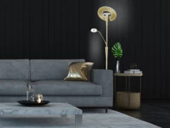 Trio Leuchten Großer LED Deckenfluter QUEBEC Schwenkbar Mit Lesearm, Höhe 180cm, Messing 15 Trio Leuchten Großer LED Deckenfluter QUEBEC Schwenkbar Mit Lesearm, Höhe 180cm, Messing -Globo Store grosser led deckenfluter quebec schwenkbar mit les 15