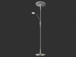 Trio Leuchten Großer LED Deckenfluter QUEBEC Schwenkbar Mit Lesearm, Höhe 180cm, Silber Matt -Globo Store grosser led deckenfluter quebec schwenkbar mit les 2