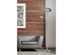 Trio Leuchten Großer LED Deckenfluter QUEBEC Schwenkbar Mit Lesearm, Höhe 180cm, Silber Matt -Globo Store grosser led deckenfluter quebec schwenkbar mit les 7