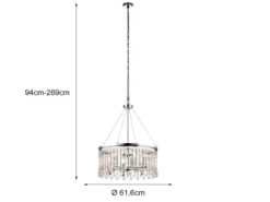 MeineWunschleuchte Großer LED Kronleuchter 6-flammig Mit Filigranem Kristall Glas Chrom, Ø 61,6cm -Globo Store grosser led kronleuchter 6 flammig mit filigranem 1 3