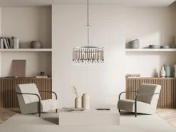 MeineWunschleuchte Großer LED Kronleuchter 6-flammig Mit Filigranem Kristall Glas Chrom, Ø 61,6cm -Globo Store grosser led kronleuchter 6 flammig mit filigranem 1 5