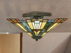 MeineWunschleuchte Hochwertige LED Deckenleuchte Im Tiffany Design Mit Buntem Echtglas, Ø36cm