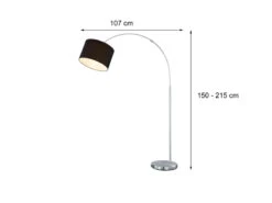 MeineWunschleuchte Höhenverstellbare LED Bogenleuchte Mit Stoffschirm Schwarz, Max. Höhe 215cm -Globo Store hoehenverstellbare led bogenleuchte mit stoffschir 10