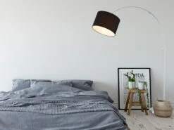 MeineWunschleuchte Höhenverstellbare LED Bogenleuchte Mit Stoffschirm Schwarz, Max. Höhe 215cm -Globo Store hoehenverstellbare led bogenleuchte mit stoffschir 12