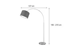 MeineWunschleuchte Höhenverstellbare LED Bogenleuchte Mit Stoffschirm Grau, Max. Höhe 215cm 10 MeineWunschleuchte Höhenverstellbare LED Bogenleuchte Mit Stoffschirm Grau, Max. Höhe 215cm -Globo Store hoehenverstellbare led bogenleuchte mit stoffschir 3